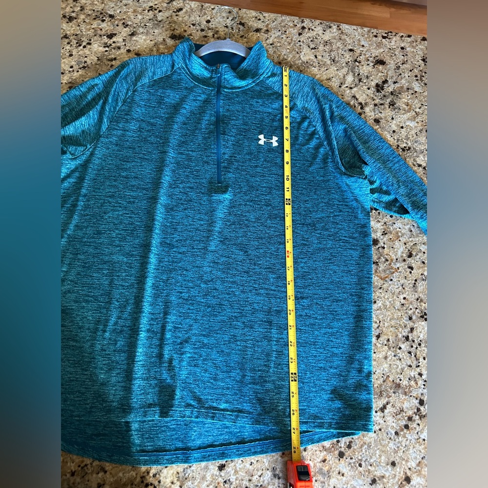 Under Armour Teal Quarter-Zip Long Sleeve Heatgear Pullover - XL - Picture 6 of 7